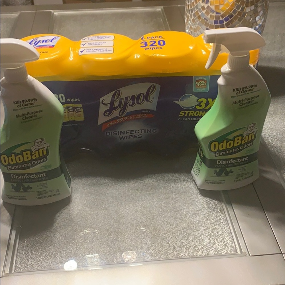 4 pack 80ct LYSOL WIPES WITH 2  FREE 32oz ODOBAN